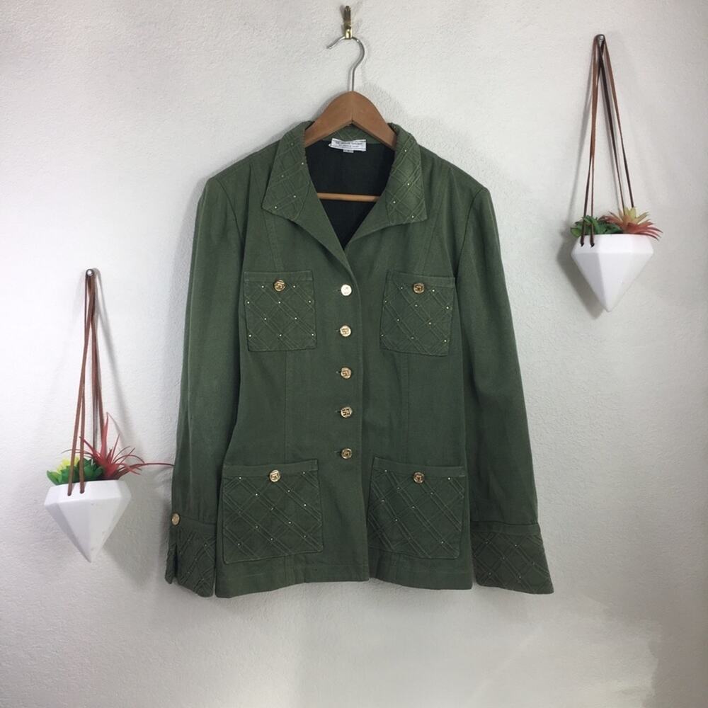 St. John Sport by Marie Gray green military jacket